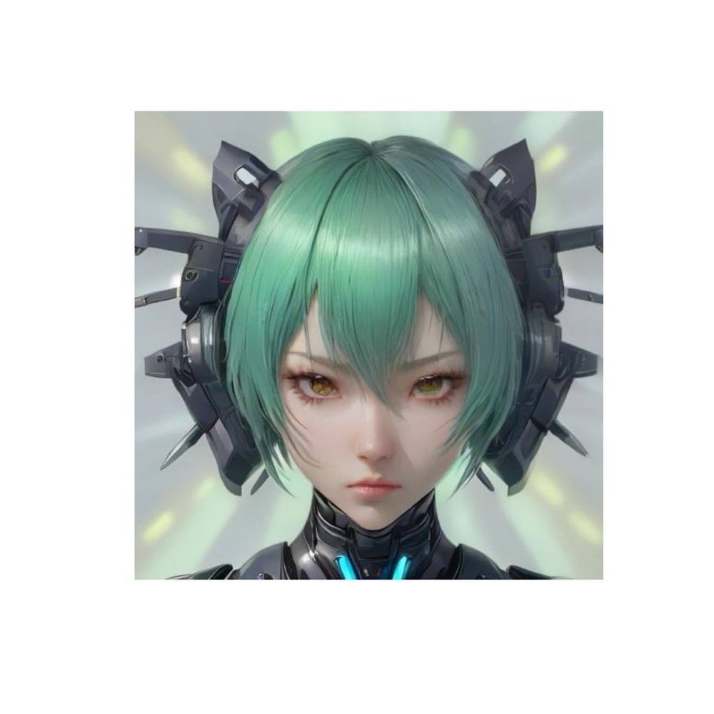 HANDCRAFTED digital art print posted by me Mint Green hair anime figure